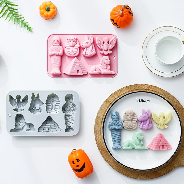 6-hole Ancient Egyptian Theme Silicone Mold Mummy, Pyramid Fondant Candy Chocolate Mould Fudge Epoxy Resin Mold Cake Decoration
6-hole Ancient Egyptian Theme Silicone Mold Mummy, Pyramid Fondant Candy Chocolate Mould Fudge Epoxy Resin Mold Cake Decoration