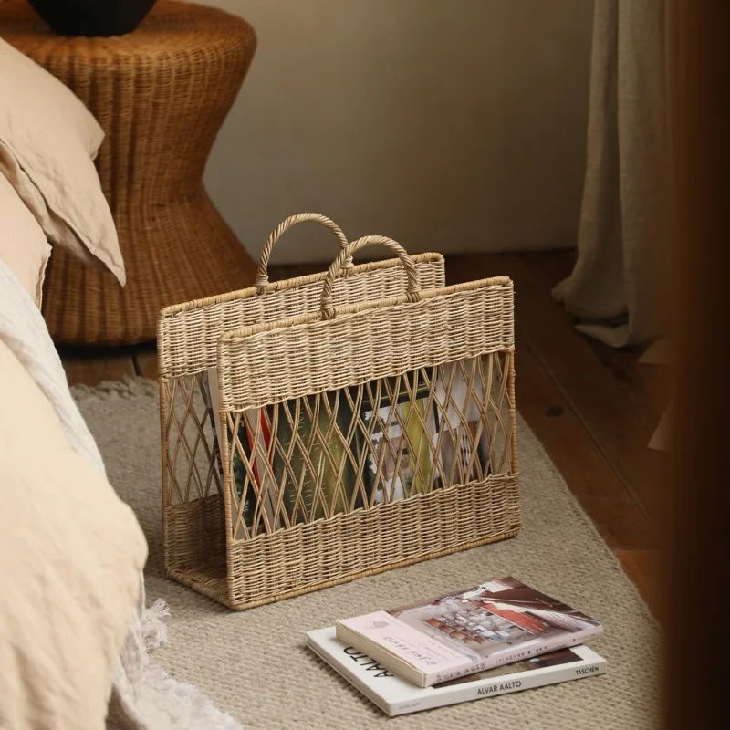 Handwoven Rattan Handheld Bookcase Basket Newspaper Storage Organizer Eco-Friendly Home Decor
Handwoven Rattan Handheld Bookcase Basket Newspaper Storage Organizer Eco-Friendly Home Decor