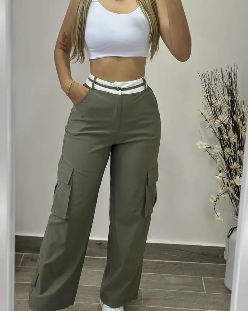 Spring Office Womens Pants Causal Colorblock Waist Pocket Design Active Pants Casual Straight Leg Cargo Pants
Spring Office Womens Pants Causal Colorblock Waist Pocket Design Active Pants Casual Straight Leg Cargo Pants