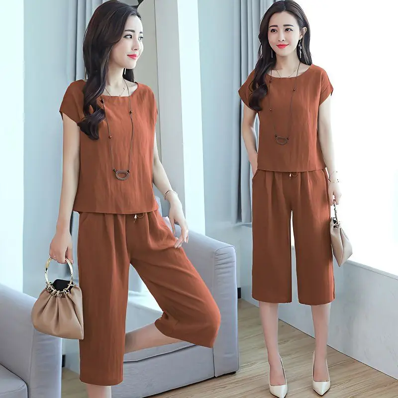 Fashionable Cotton Linen Sporty Short Sleeve Women's Set Summer 2026 New Style Mom Chic Ageless Seven-Piece Casual Sportswear
Fashionable Cotton Linen Sporty Short Sleeve Women's Set Summer 2026 New Style Mom Chic Ageless Seven-Piece Casual Sportswear