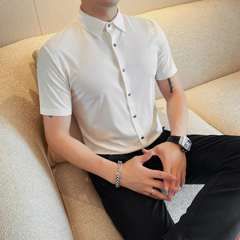 2024 Summer Classic Striped Shirt for Men Short Sleeved Slim Fit Casual Shirts Business Social Formal Shirt Men Clothing M-4XL
2024 Summer Classic Striped Shirt for Men Short Sleeved Slim Fit Casual Shirts Business Social Formal Shirt Men Clothing M-4XL