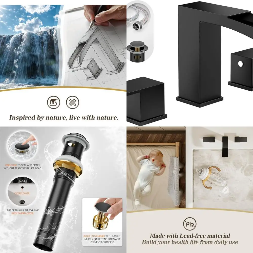 8 Matte Black Roman Tub Faucet with 3 Holes, 2 Handles, Pop-Up Drain & Supply Lines, Heavy Duty Metal, NS-WF002-1-MB
8 Matte Black Roman Tub Faucet with 3 Holes, 2 Handles, Pop-Up Drain & Supply Lines, Heavy Duty Metal, NS-WF002-1-MB