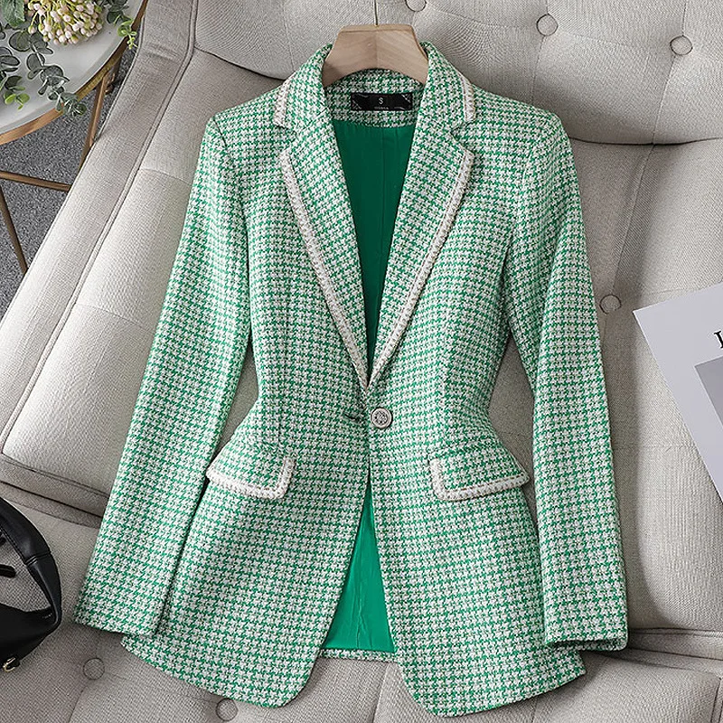 Ladies Formal Blazer Coat Women Long Sleeve Single Button Business Work Wear Jacket Autumn Winter Plaid Blazers Female Outerwear
Ladies Formal Blazer Coat Women Long Sleeve Single Button Business Work Wear Jacket Autumn Winter Plaid Blazers Female Outerwear