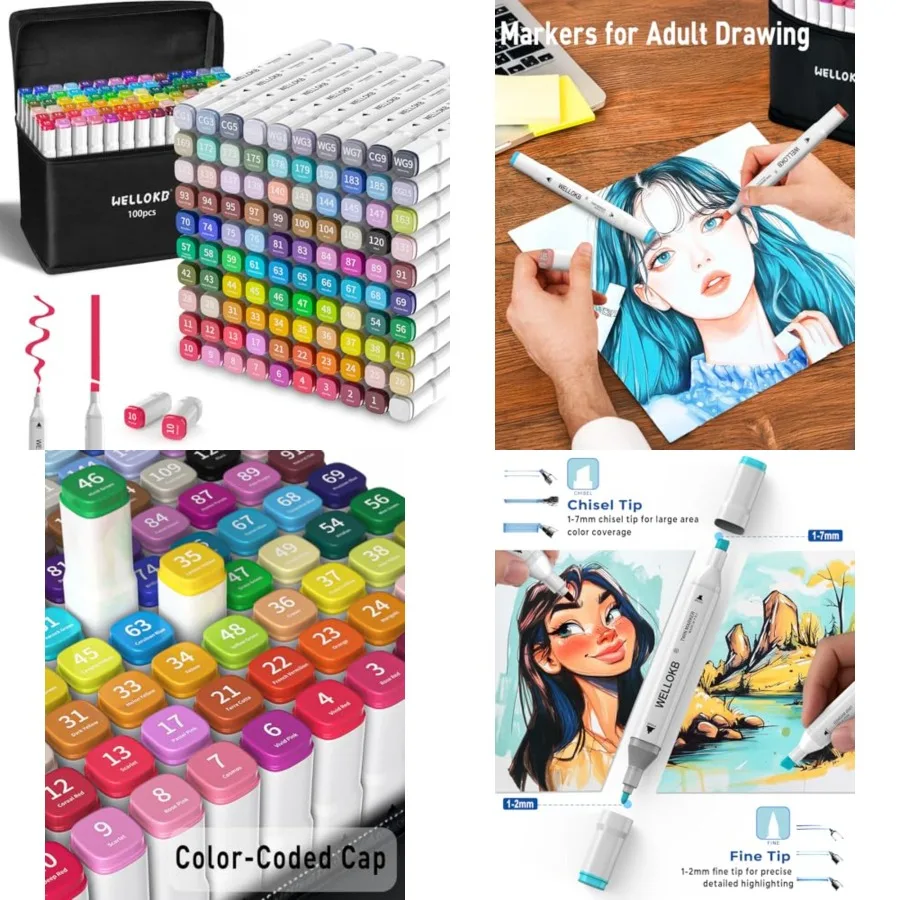 Alcohol Markers 100 Colors Dual Tip Art Markers for Coloring Drawing Illustrations Book Painting Alcohol Based with Carrying Ca
Alcohol Markers 100 Colors Dual Tip Art Markers for Coloring Drawing Illustrations Book Painting Alcohol Based with Carrying Ca