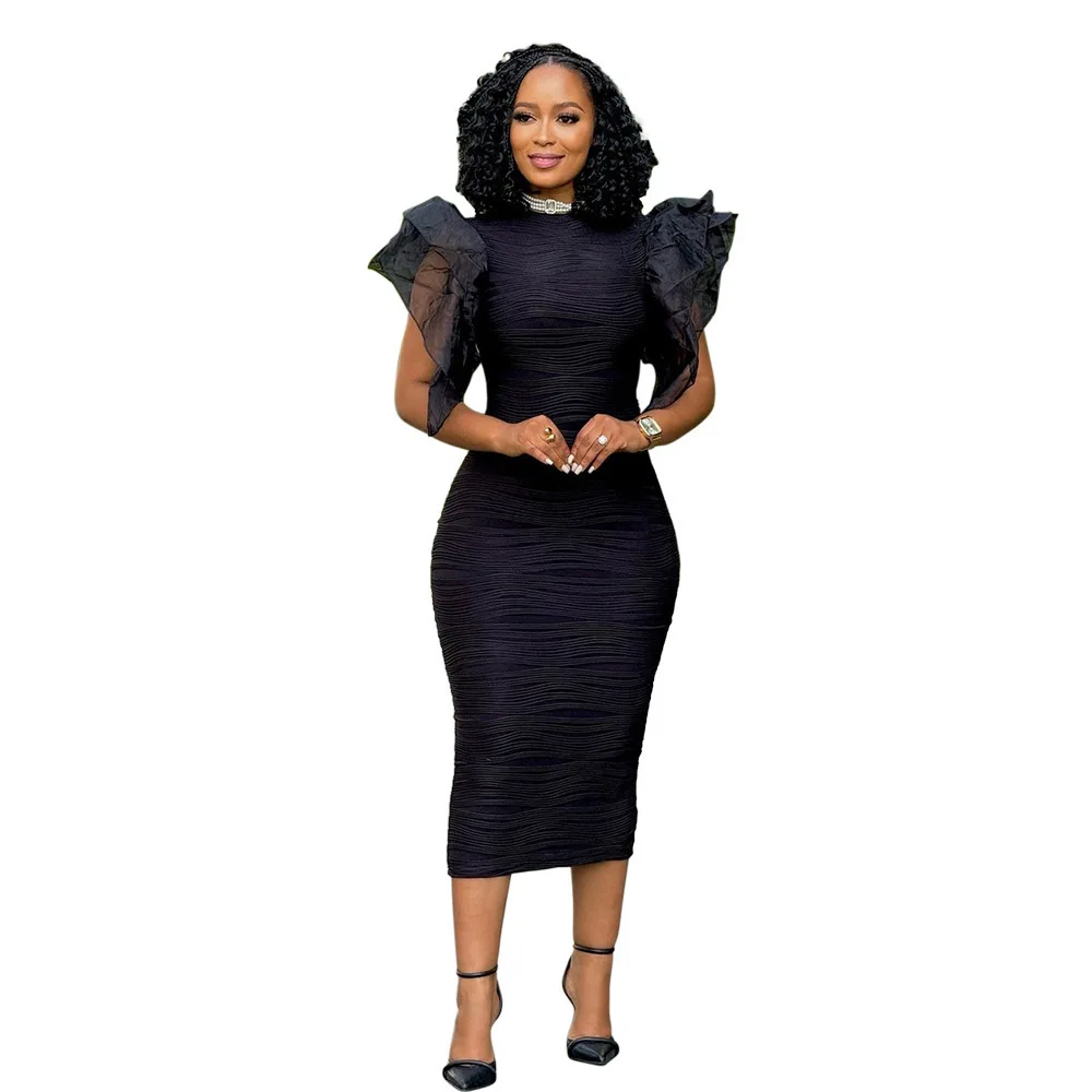 Lotus Women's Dresses New Fashion Splicing Leaf Sleeve Chic And Elegant Slim Fit Bodycon Solid Color Midi Summer Dress 2025 New
Lotus Women's Dresses New Fashion Splicing Leaf Sleeve Chic And Elegant Slim Fit Bodycon Solid Color Midi Summer Dress 2025 New