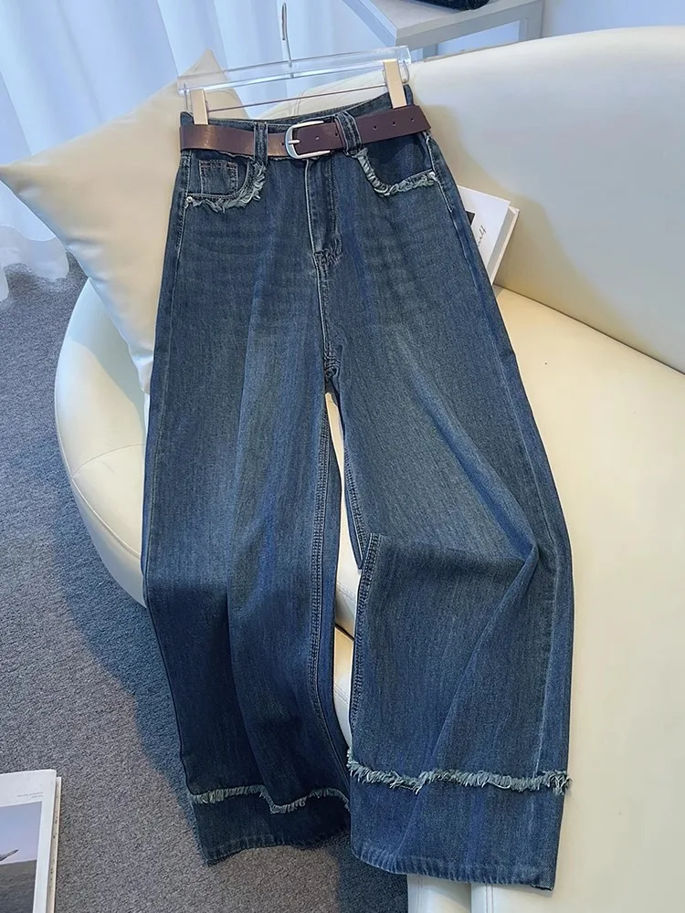 Retro Deep Blue High Waist Wide Leg Jeans Women's Thin Summer New Loose Slimming Frayed Straight Leg Pants
Retro Deep Blue High Waist Wide Leg Jeans Women's Thin Summer New Loose Slimming Frayed Straight Leg Pants