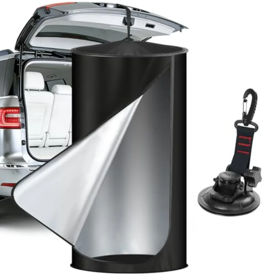 Pop Up Privacy Tent for Car 69in Portable Camping Shower Tent with Liftgate Suction Pod and Hanging Straps 210D Silver Coating
Pop Up Privacy Tent for Car 69in Portable Camping Shower Tent with Liftgate Suction Pod and Hanging Straps 210D Silver Coating