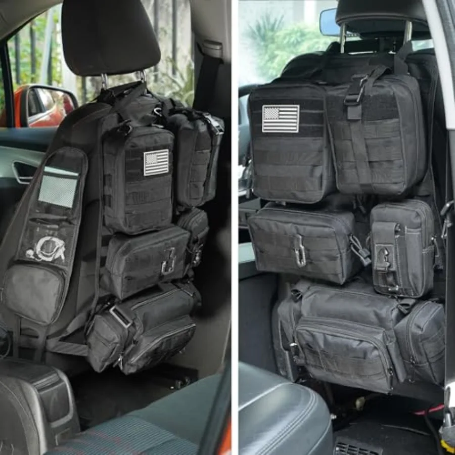 Tactical Car Seat Back Organizer, Tactical Molle Seat Back Organizer with 6 Detachable Molle Pouch, Universal Fits for Car Truc
Tactical Car Seat Back Organizer, Tactical Molle Seat Back Organizer with 6 Detachable Molle Pouch, Universal Fits for Car Truc