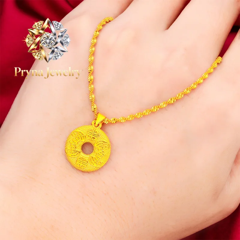 Pryna Jewelry 24K Gold Peaceful Quiet Pendant AU999 Soft gold, round plain Peaceful Quiet Pendant with Slim Gold Chain, simple
Pryna Jewelry 24K Gold Peaceful Quiet Pendant AU999 Soft gold, round plain Peaceful Quiet Pendant with Slim Gold Chain, simple