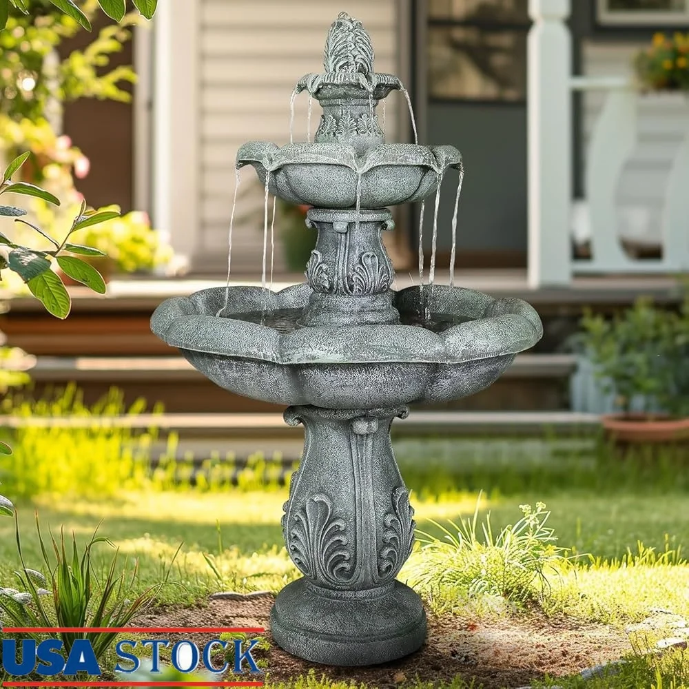 48 Inch High 3 Tier Concrete Outdoor Water Fountain Large Garden Fountain with Pump Patio Yard and Deck
48 Inch High 3 Tier Concrete Outdoor Water Fountain Large Garden Fountain with Pump Patio Yard and Deck
