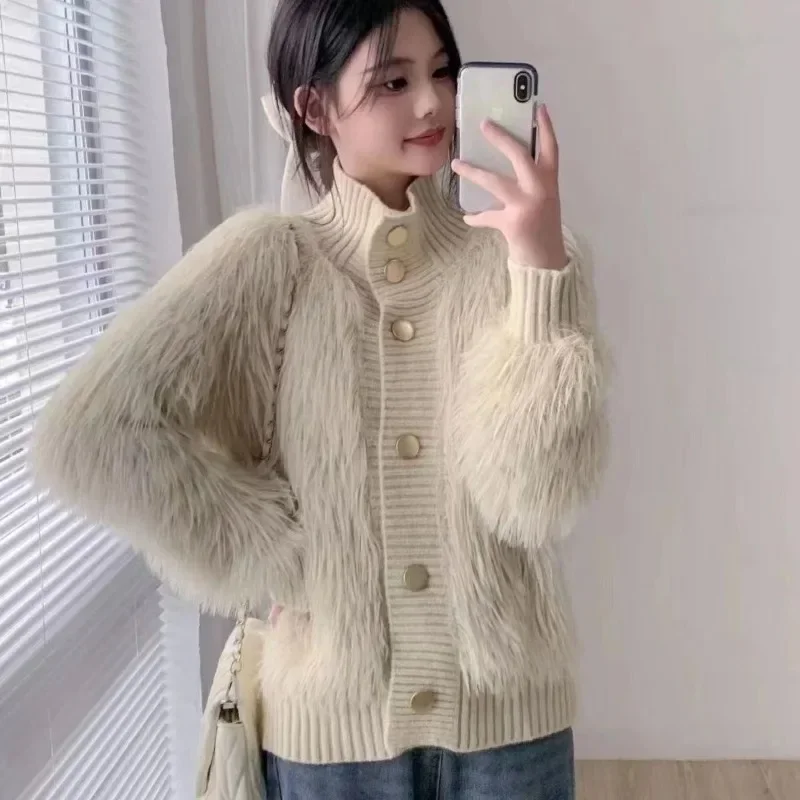 Women's Clothing Fluffy Jacket White Purple Pink Knitted Cardigan Lazy Sweater Soft Autumn Winter Coat Design Chic Outerwear New
Women's Clothing Fluffy Jacket White Purple Pink Knitted Cardigan Lazy Sweater Soft Autumn Winter Coat Design Chic Outerwear New