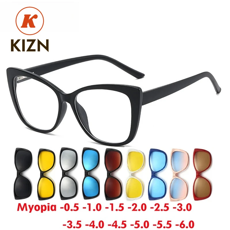 KIZN Sports 10 в 1, женские солнцезащитные очки «кошачий глаз» для близорукости, модные поляризационные очки с магнитной клипсой, оправа для очков по рецепту-0,5
KIZN Sports 10 в 1, женские солнцезащитные очки «кошачий глаз» для близорукости, модные поляризационные очки с магнитной клипсой, оправа для очков по рецепту-0,5