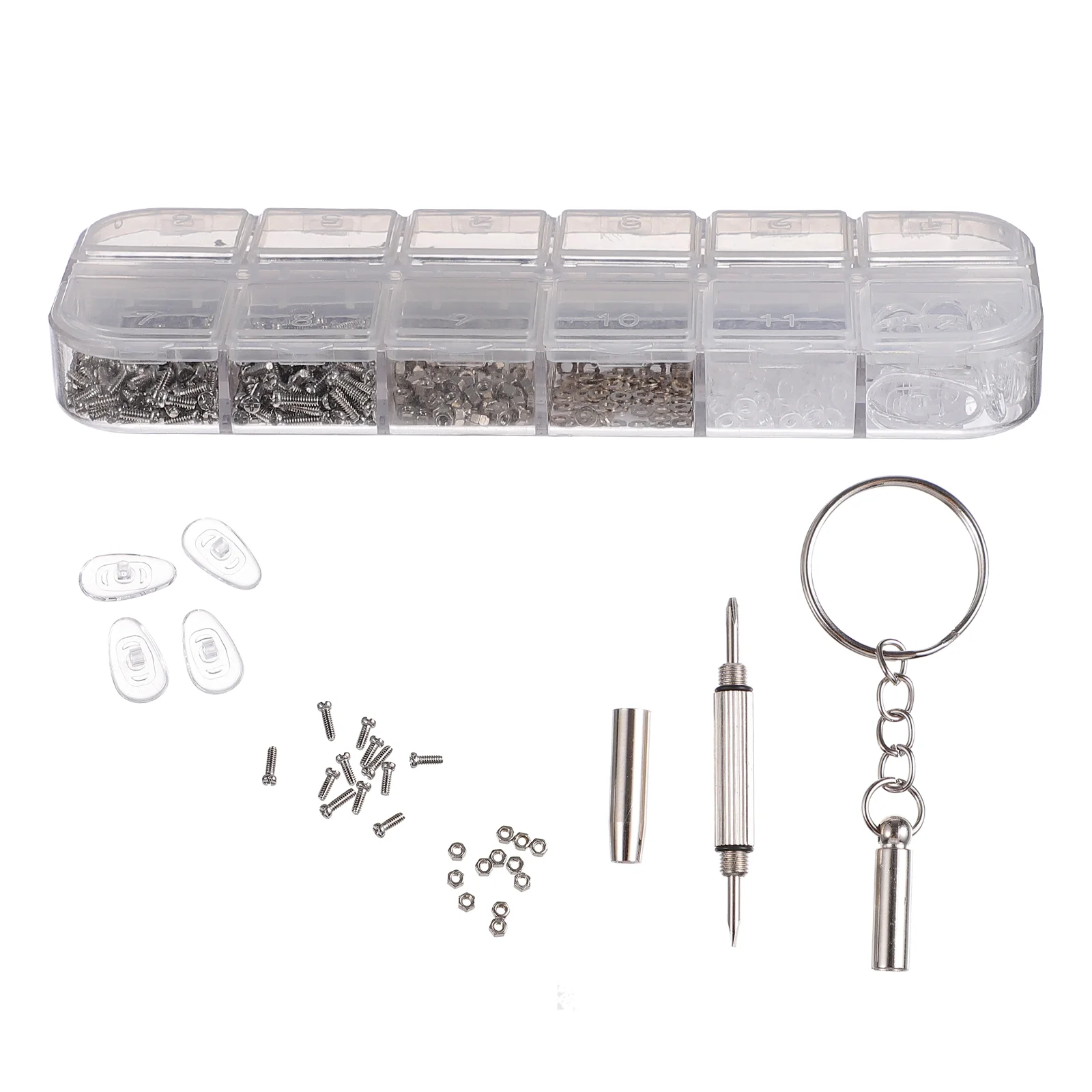 1100 Pcs/Box Jewelry Tools Screw Kit Glasses Repair Screwdriver Sunglasses Screws Silver
1100 Pcs/Box Jewelry Tools Screw Kit Glasses Repair Screwdriver Sunglasses Screws Silver
