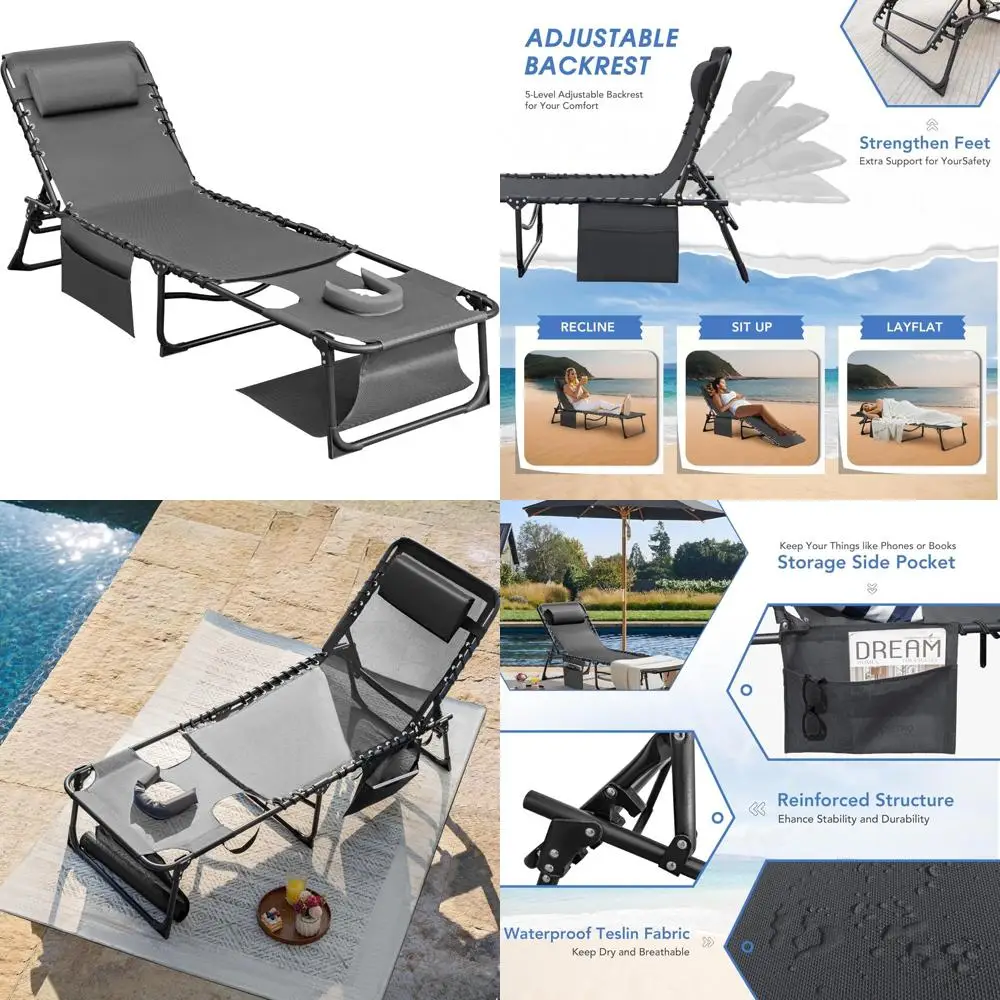 Регулируемое 5-позиционное кресло для загара с отверстиями для лица и подлокотников, складная мебель для загара на открытом воздухе
Регулируемое 5-позиционное кресло для загара с отверстиями для лица и подлокотников, складная мебель для загара на открытом воздухе