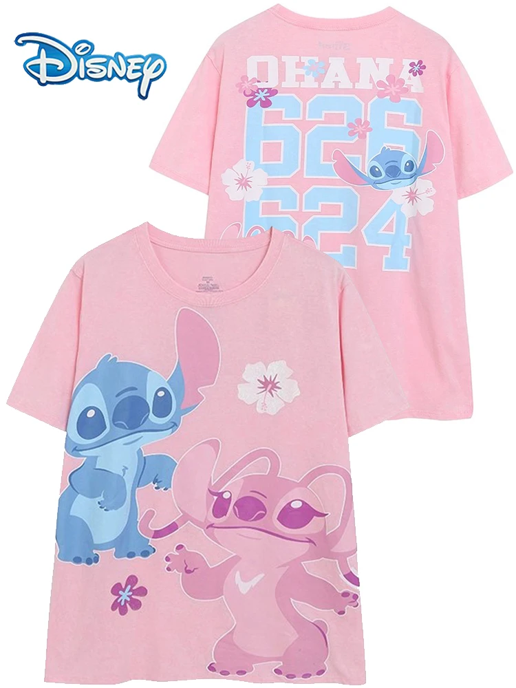 Disney Front Back Angel Stitch Little Monster Letter Cartoon Print T-Shirt Women Short Sleeve O-Neck Pullover Tee Tops Female
Disney Front Back Angel Stitch Little Monster Letter Cartoon Print T-Shirt Women Short Sleeve O-Neck Pullover Tee Tops Female