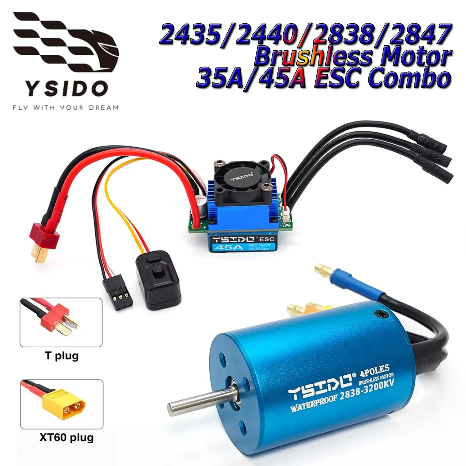YSIDO 2435 2440 2838 2847 Waterproof Brushless Motor w/ 35A 45A ESC 2-3S for Wtloys 124016 Remo 1/12 1/14 1/16 RC Car Model DIY
YSIDO 2435 2440 2838 2847 Waterproof Brushless Motor w/ 35A 45A ESC 2-3S for Wtloys 124016 Remo 1/12 1/14 1/16 RC Car Model DIY