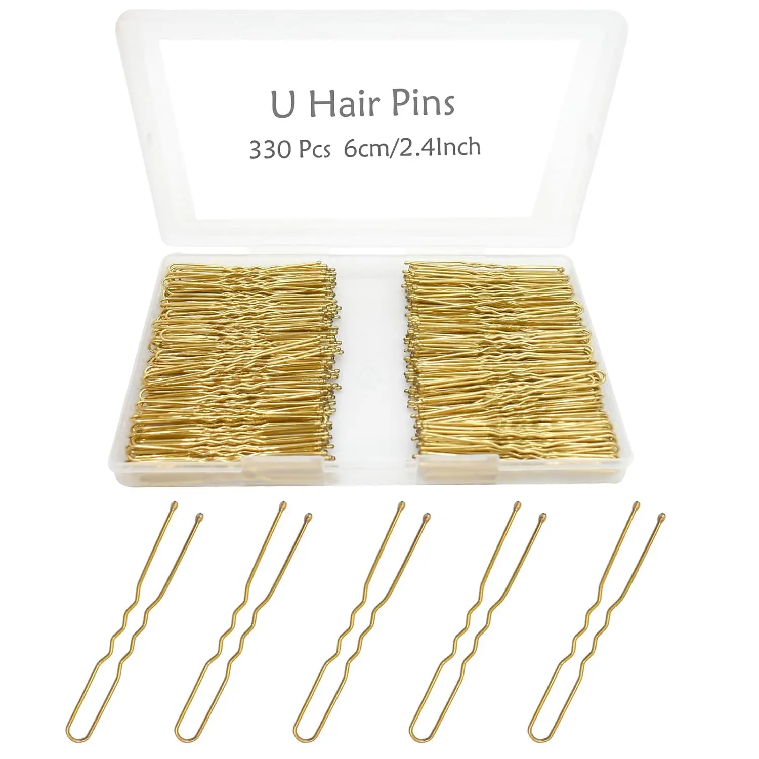 330 Count U Shaped Hair Pins, 2.4inch Gold Bun Pins for Women Girls with Storage Box, Hair Accessories for All Hair Types
330 Count U Shaped Hair Pins, 2.4inch Gold Bun Pins for Women Girls with Storage Box, Hair Accessories for All Hair Types