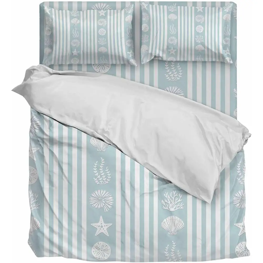 Duvet Cover Caliornia King Size Ocean White Coral Shell Starish Sky-blue White Stripes Sot Bedding Set Comorter Cover 4 Pieces 1
Duvet Cover Caliornia King Size Ocean White Coral Shell Starish Sky-blue White Stripes Sot Bedding Set Comorter Cover 4 Pieces 1