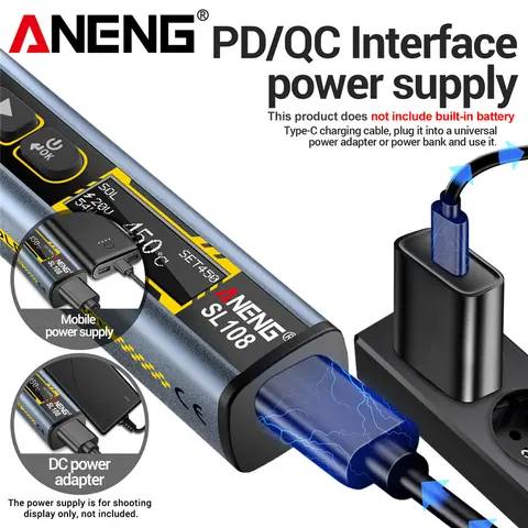 ANENG SL108 Electric Soldering Irons kit PD 96W QC Adjustable Temperature Fast Heat Portable Digital Smart Soldering Iron Tools