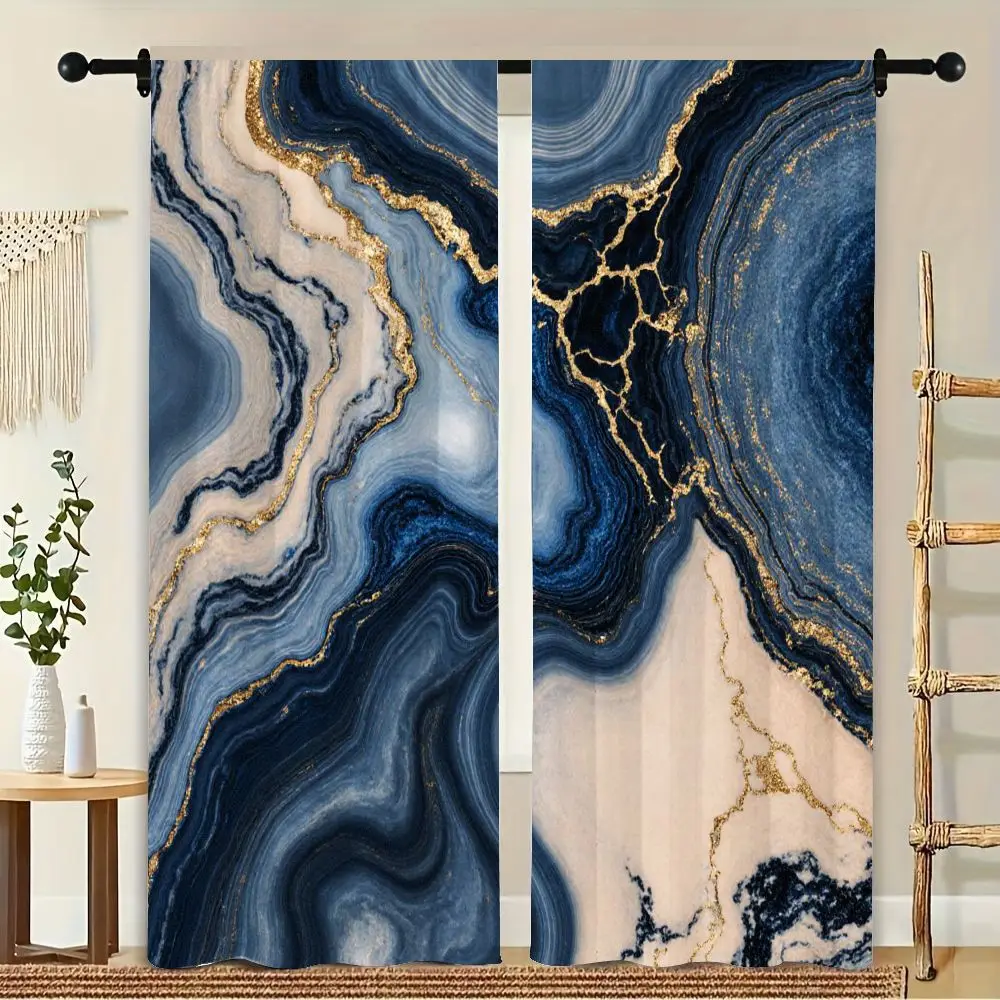 2Pcs Curtain Deep Blue Light Blue Golden Veins Window Drapes For Bedroom Living Room Decoration Window Treatment.
2Pcs Curtain Deep Blue Light Blue Golden Veins Window Drapes For Bedroom Living Room Decoration Window Treatment.