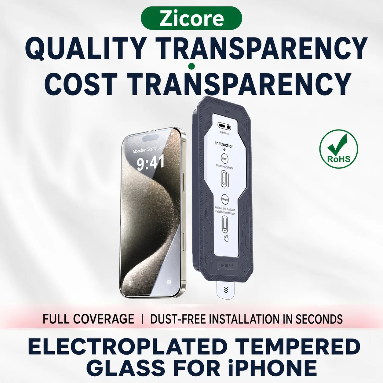 Zicore M9 Armor Dust-Free Installation Box with Tempered Glass Screen Protector for iPhone 15 16 17 Pro Max HD Clear Privacy
Zicore M9 Armor Dust-Free Installation Box with Tempered Glass Screen Protector for iPhone 15 16 17 Pro Max HD Clear Privacy