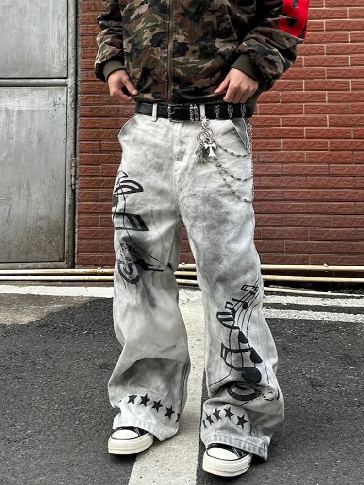 2025 American Retro Y2K Style Dirty Washed White Baggy Jeans Pants For Men Clothing Star Printed Straight Cotton Long Trousers
2025 American Retro Y2K Style Dirty Washed White Baggy Jeans Pants For Men Clothing Star Printed Straight Cotton Long Trousers