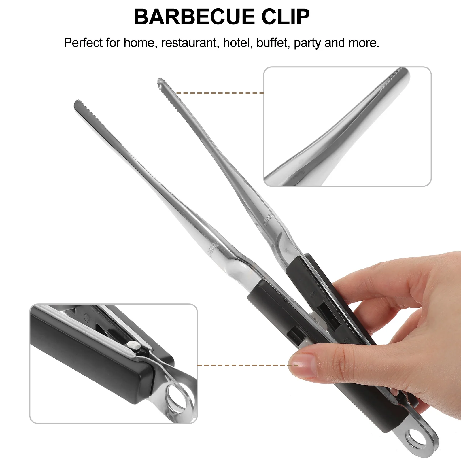 Stainless Steel Serrated Clip Tongs for Cooking BBQ Grill Clamp Kitchen Utensils Grilling Tools Lightweight Ergonomic Design
Stainless Steel Serrated Clip Tongs for Cooking BBQ Grill Clamp Kitchen Utensils Grilling Tools Lightweight Ergonomic Design