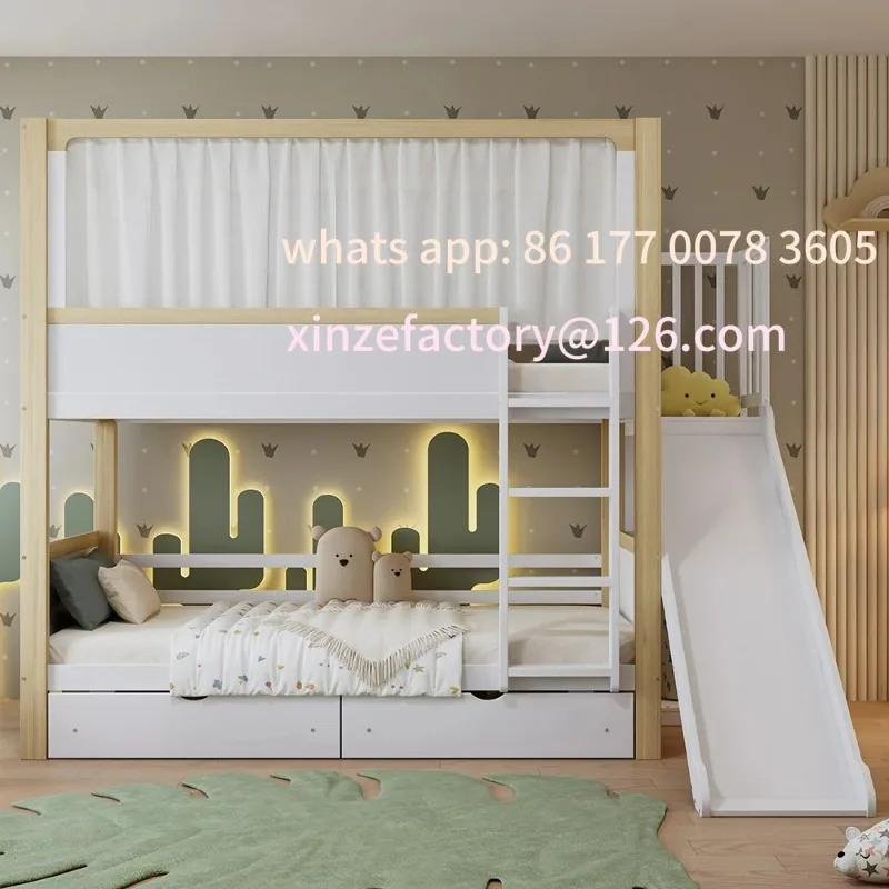 Customizable Children's bunk bed with 2 drawers (with wheels), children's slide, 90x200cm
Customizable Children's bunk bed with 2 drawers (with wheels), children's slide, 90x200cm