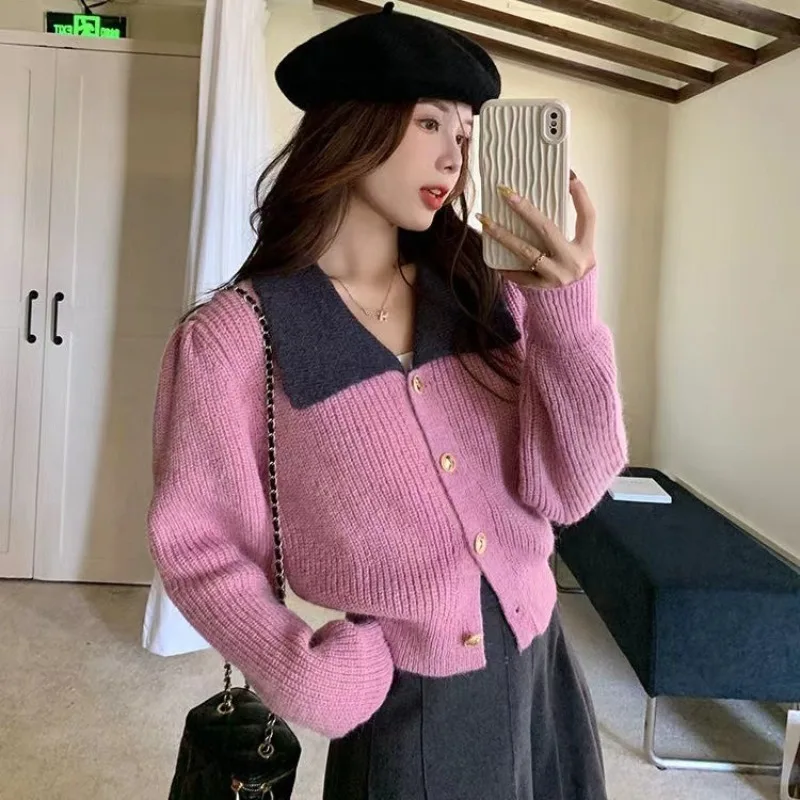 2024 Fashion Autumn/Winter Color Contrasting Collar Slim Short Long Sleeve Knitted Cardigan Women's Sweater Women's Top Coat
2024 Fashion Autumn/Winter Color Contrasting Collar Slim Short Long Sleeve Knitted Cardigan Women's Sweater Women's Top Coat