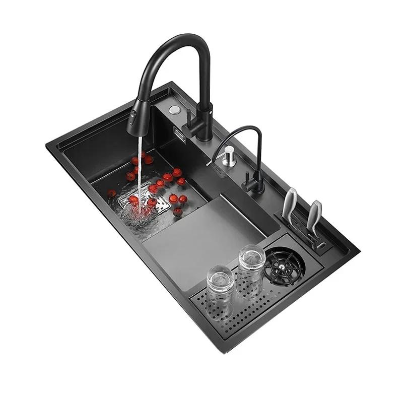 Hot Sales33" W Black Sink With Cup Washer Kitchen Sink Stainless Steel Handcrafted Sink With Faucet
Hot Sales33" W Black Sink With Cup Washer Kitchen Sink Stainless Steel Handcrafted Sink With Faucet