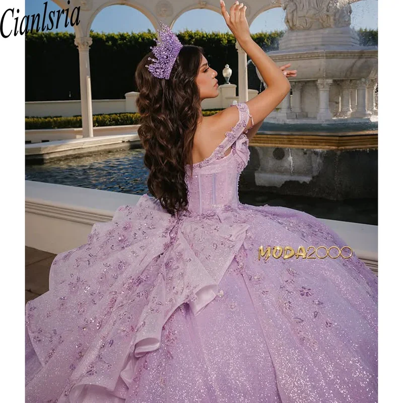 Блестящие сиреневые платья Quinceanera, роскошные кружевные цветы 15, платья принцессы для дня рождения
Блестящие сиреневые платья Quinceanera, роскошные кружевные цветы 15, платья принцессы для дня рождения