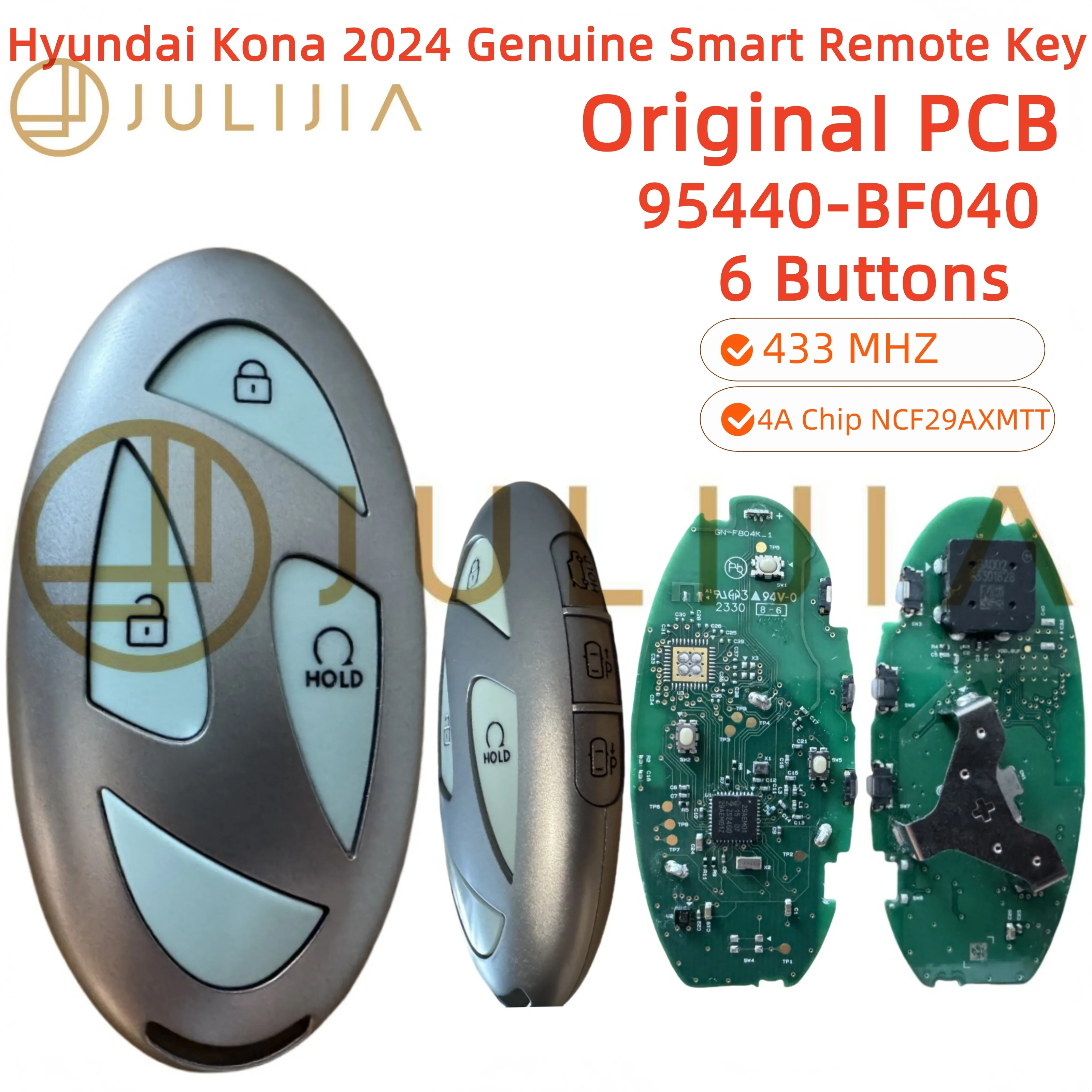 JULIJIA для Hyundai Kona ID 4A чип 6 кнопок оригинальный дистанционный ключ для печатной платы 433 МГц NCF29Ax корпус ключа после рынка 95440-BF040
JULIJIA для Hyundai Kona ID 4A чип 6 кнопок оригинальный дистанционный ключ для печатной платы 433 МГц NCF29Ax корпус ключа после рынка 95440-BF040