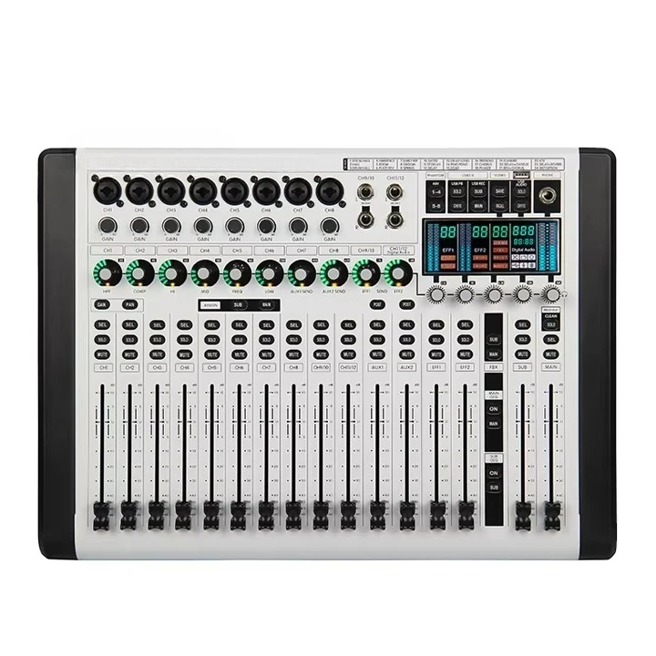 High Quality Custom Professional 12-Channel Metal Digital Mixer Sound System DJ Controller with Built-In Effects
High Quality Custom Professional 12-Channel Metal Digital Mixer Sound System DJ Controller with Built-In Effects