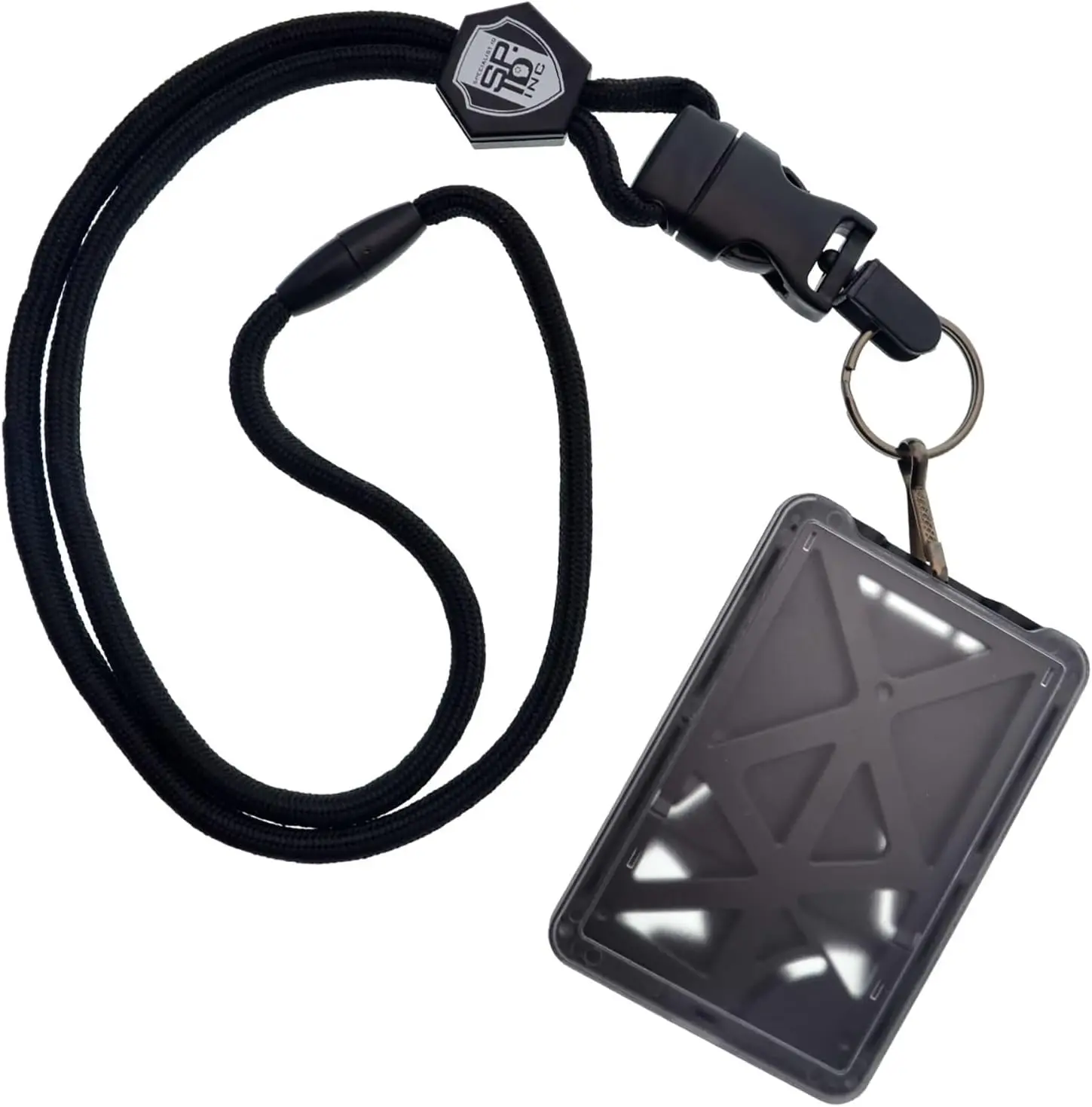 Hard Plastic ID Badge Holder with Breakaway Lanyard & Metal Clip for 3 Cards - Top Loading Vertical Design (Black)
Hard Plastic ID Badge Holder with Breakaway Lanyard & Metal Clip for 3 Cards - Top Loading Vertical Design (Black)