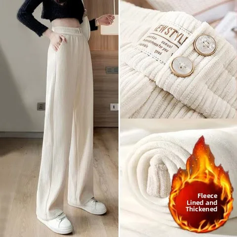 Вязаные широкие брюки с высокой талией, женские весенне-осенне-зимние свободные повседневные брюки из европейского хлопка и бархата на подкладке
Вязаные широкие брюки с высокой талией, женские весенне-осенне-зимние свободные повседневные брюки из европейского хлопка и бархата на подкладке