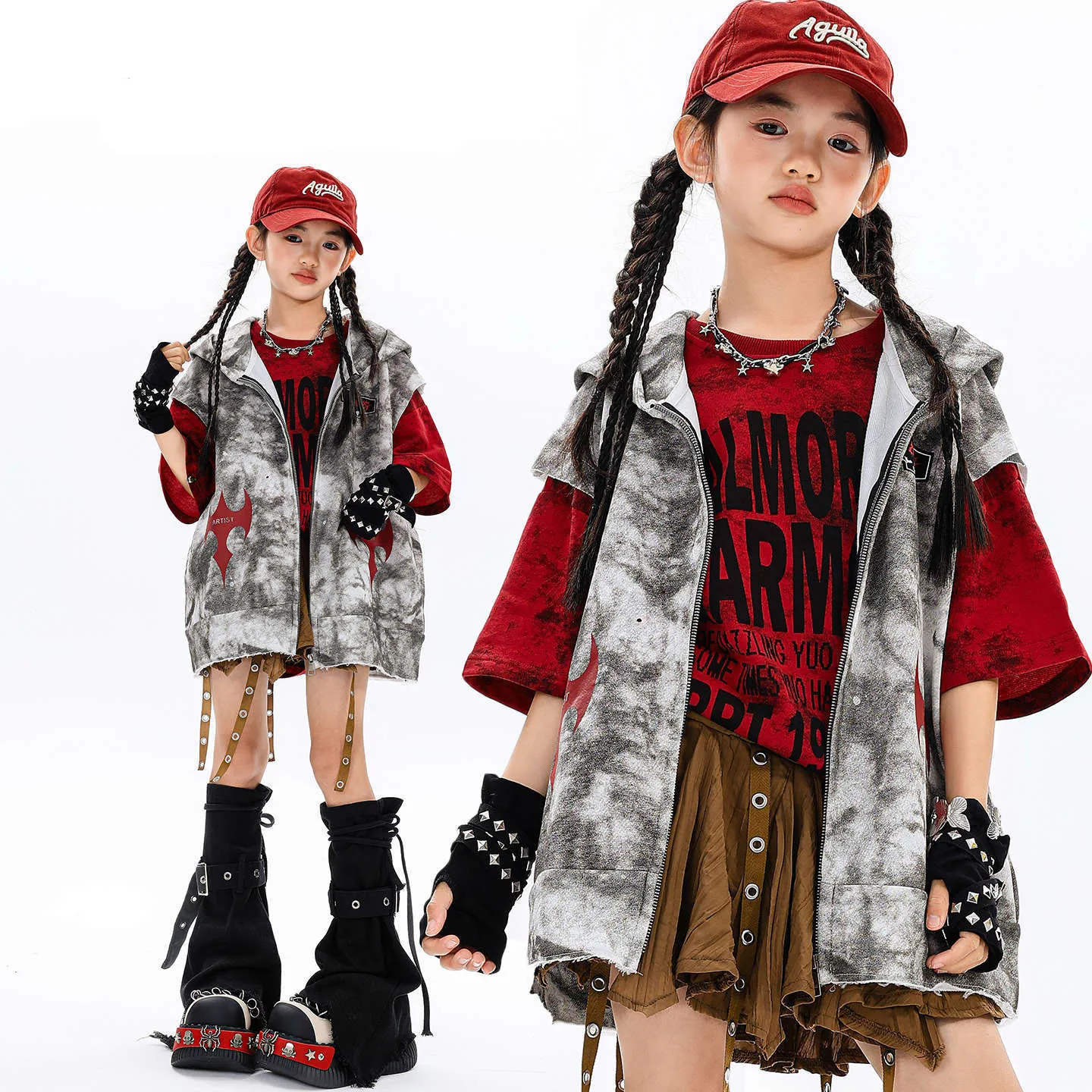 Kid Kpop Hip Hop Clothing White Print Hoodie Vest Red Letter T Shirt Coffee Strap Pleated Skirt for Girls Dance Costumes Clothes
Kid Kpop Hip Hop Clothing White Print Hoodie Vest Red Letter T Shirt Coffee Strap Pleated Skirt for Girls Dance Costumes Clothes