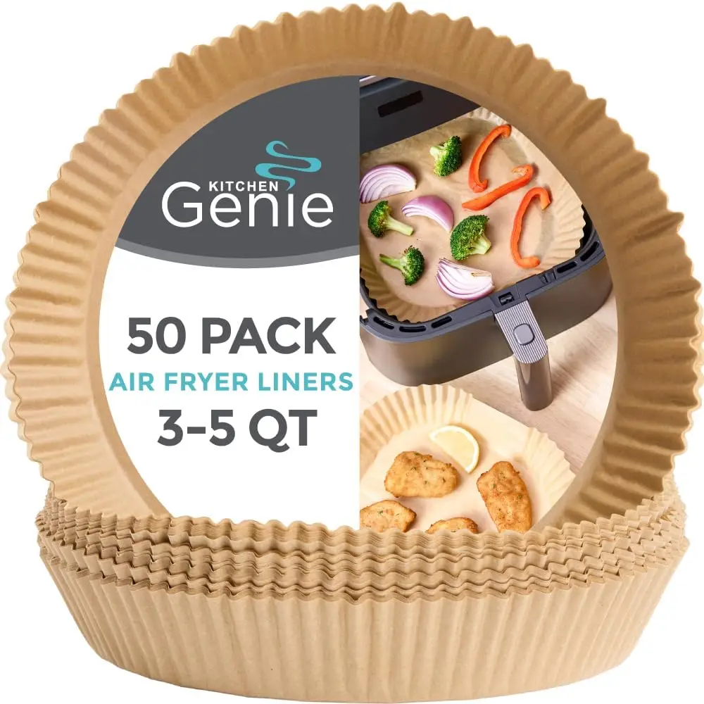 KITCHEN GENIE Heavy Duty BPA-Free Air Fryer Liners Disposable, Non-Stick Parchment Paper Sheets for Easy Clean Cooking, Fits 5-8
KITCHEN GENIE Heavy Duty BPA-Free Air Fryer Liners Disposable, Non-Stick Parchment Paper Sheets for Easy Clean Cooking, Fits 5-8
