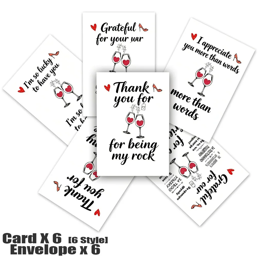 12sets (6 cards+6 red envelopes) Girlfriend Birthday Card Set - Wine Glass Love Design, Thank You & Appreciation Card for BFF
12sets (6 cards+6 red envelopes) Girlfriend Birthday Card Set - Wine Glass Love Design, Thank You & Appreciation Card for BFF