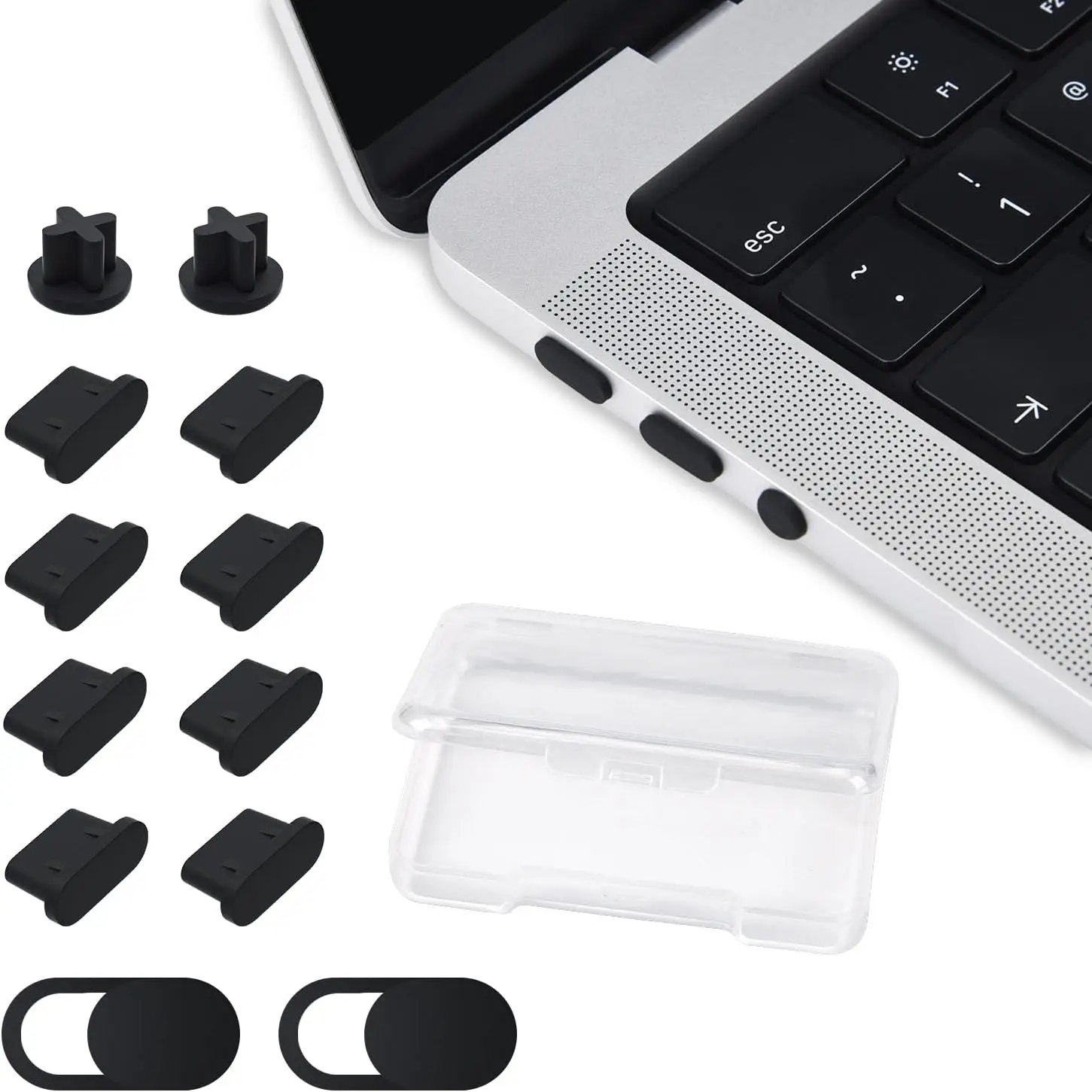 Dust Cover Port Plugs for MacBook Air 13 15.3 M3 M2 M1 Pro 14" 16" Dust Plug for USB C Thunderbolt,3.5mm Headphone & 2PCS Webcam
Dust Cover Port Plugs for MacBook Air 13 15.3 M3 M2 M1 Pro 14" 16" Dust Plug for USB C Thunderbolt,3.5mm Headphone & 2PCS Webcam