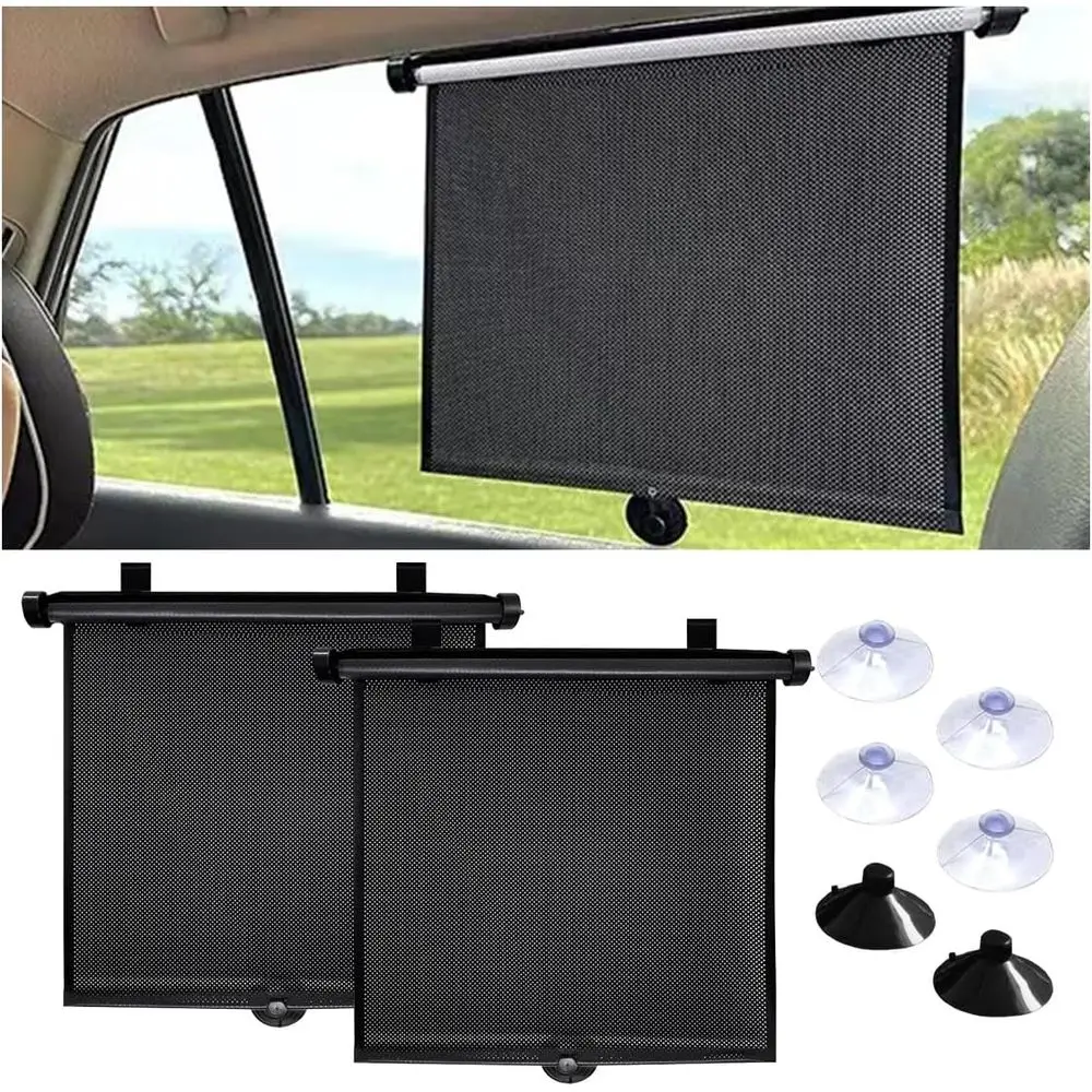 Pair of 18x15 Retractable Car Window Shades for Baby, UV and Heat Blocker with Suction Cups, Ideal for Cars, Home, and Office
Pair of 18x15 Retractable Car Window Shades for Baby, UV and Heat Blocker with Suction Cups, Ideal for Cars, Home, and Office