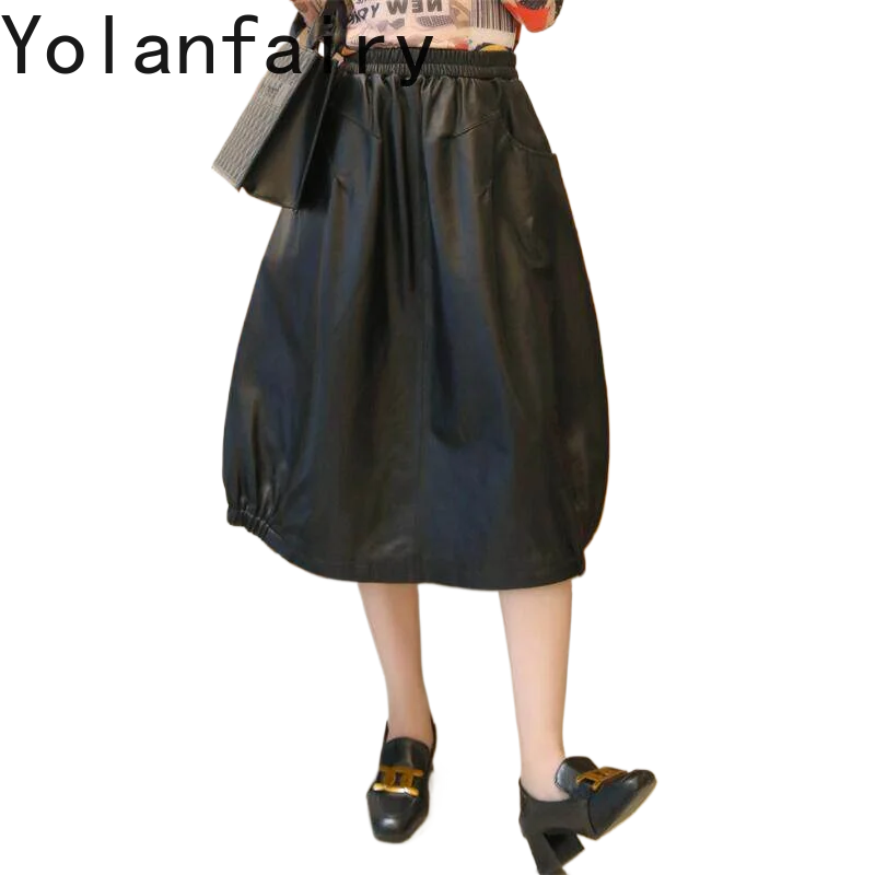 YOLANFAIRY Genuine Sheepskin Leather Skirts Woman 2026 Autumn Black Elastic Waist Casual Leather Skirt Korean Style Skirts New
YOLANFAIRY Genuine Sheepskin Leather Skirts Woman 2026 Autumn Black Elastic Waist Casual Leather Skirt Korean Style Skirts New