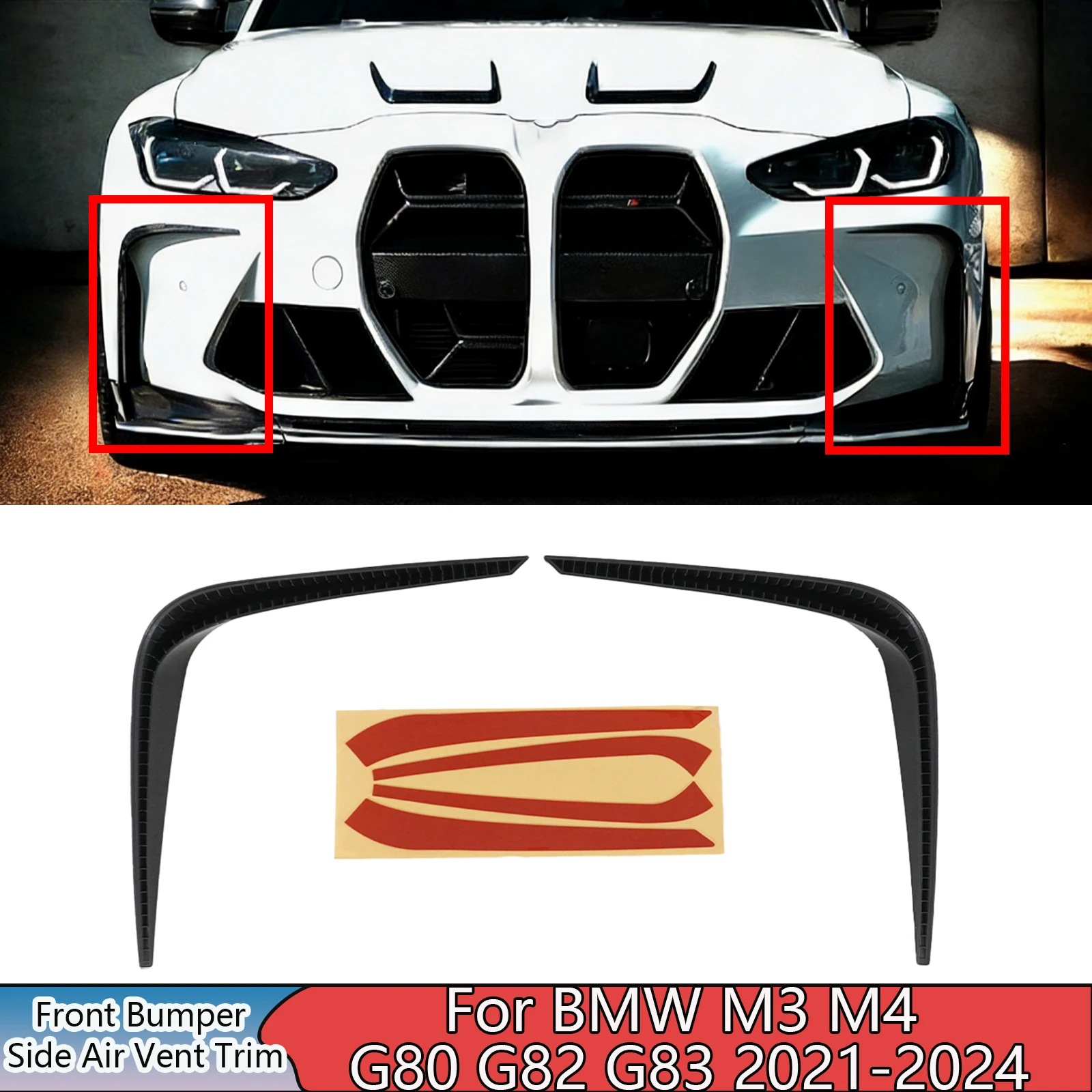 For BMW M3 M4 G80 G82 G83 2021-2024 A Pair Of Front Bumper Side Air Vent Trim Glossy Black Car Accessories Carbon Fiber Painted
For BMW M3 M4 G80 G82 G83 2021-2024 A Pair Of Front Bumper Side Air Vent Trim Glossy Black Car Accessories Carbon Fiber Painted