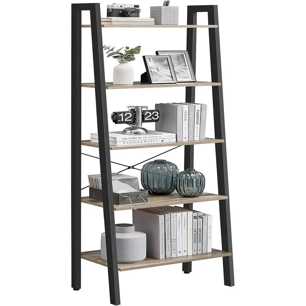 Ladder Shelf, 5-Tier Bookshelf, Storage Rack, Bookcase with Steel Frame, for Living Room, Home Office, Kitchen, Bedroom, Industr
Ladder Shelf, 5-Tier Bookshelf, Storage Rack, Bookcase with Steel Frame, for Living Room, Home Office, Kitchen, Bedroom, Industr