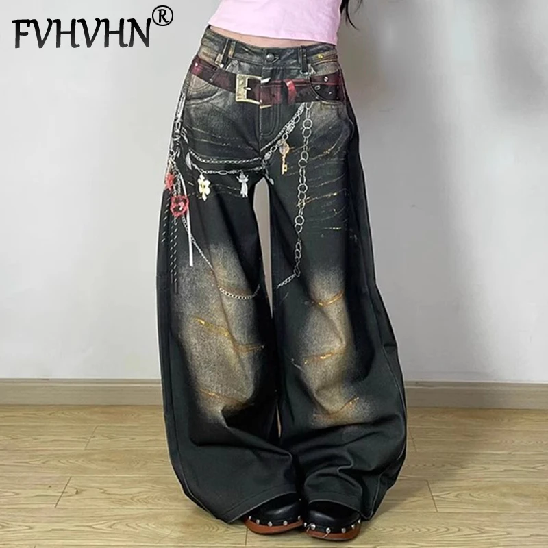 FVHVHN Vintage Printed Distressed Jeans For Women Fashion Y2K Loose Straight Wide Leg Denim Pants Female Trendy New Items 1A121
FVHVHN Vintage Printed Distressed Jeans For Women Fashion Y2K Loose Straight Wide Leg Denim Pants Female Trendy New Items 1A121