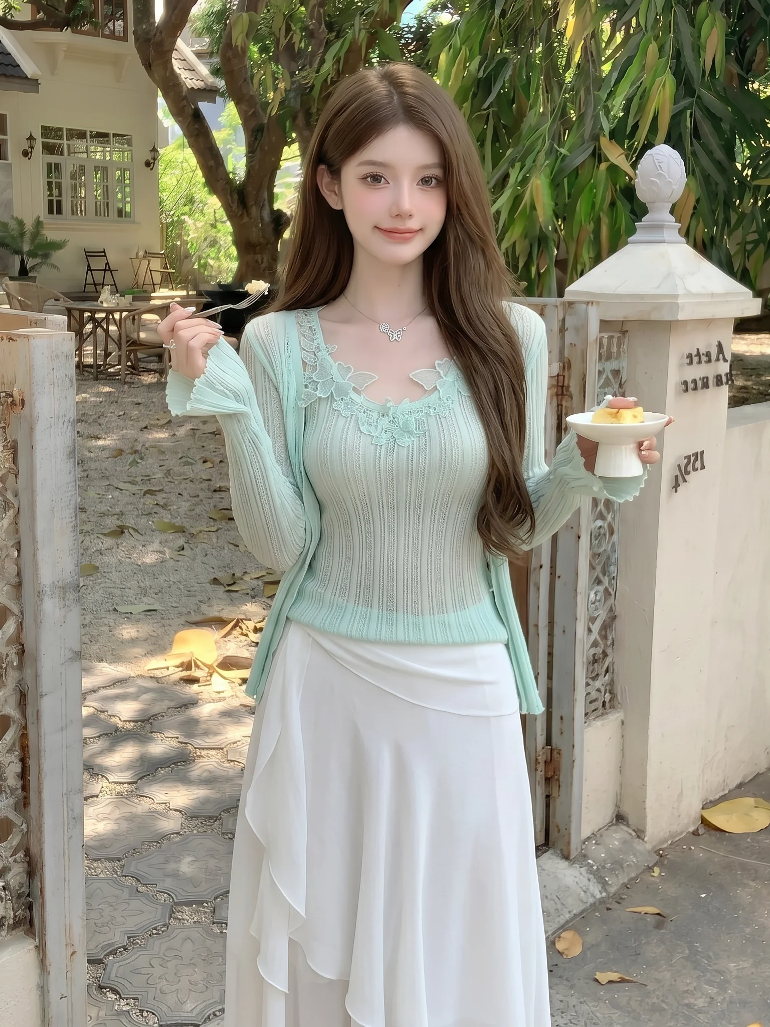 Women's Lace Knitted Long Sleeve Cardigan Summer 2025 New Style Two-Piece Set V-Neck Strap Design Casual Fashion Outerwear
Women's Lace Knitted Long Sleeve Cardigan Summer 2025 New Style Two-Piece Set V-Neck Strap Design Casual Fashion Outerwear