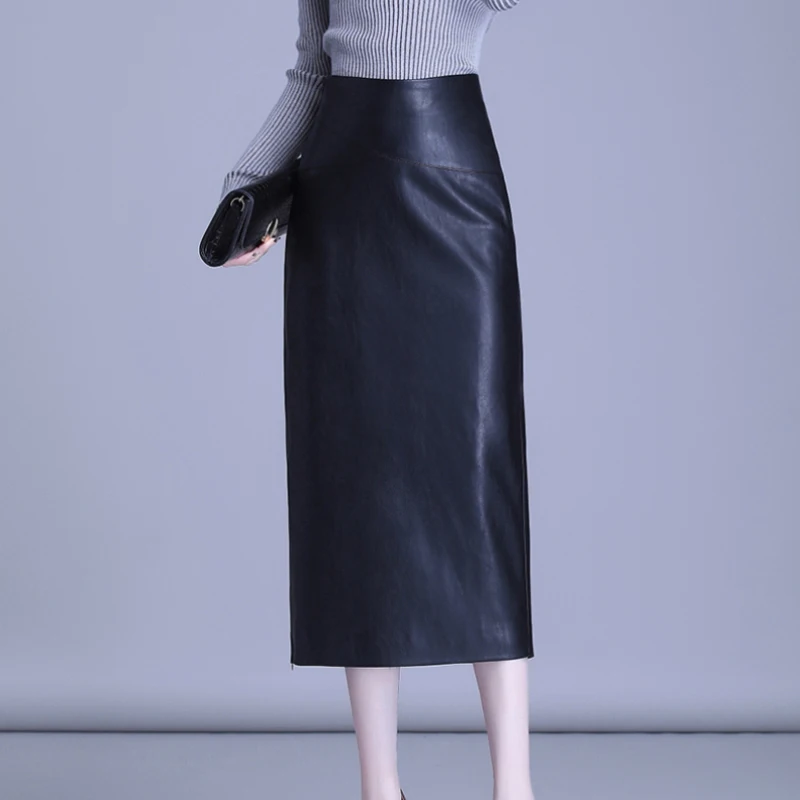 New Women Spring Summer Leather Skirt Fashion Sexy Hip Wrap High Waist Pencil Skirt Simplicity Sheepskin Skirt Split Leather
New Women Spring Summer Leather Skirt Fashion Sexy Hip Wrap High Waist Pencil Skirt Simplicity Sheepskin Skirt Split Leather