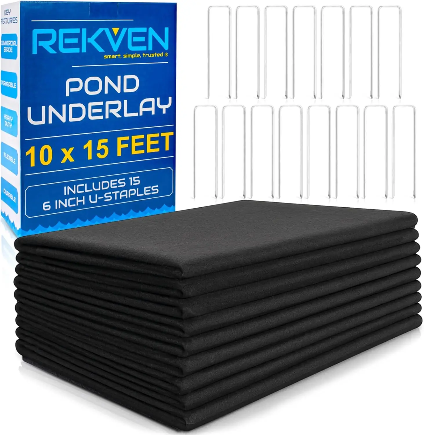10x15ft Non-Woven Geotextile Fabric with 15 U-Pin Staples for Pond Liner Underlayment, Fish Koi Ponds, Waterfalls
10x15ft Non-Woven Geotextile Fabric with 15 U-Pin Staples for Pond Liner Underlayment, Fish Koi Ponds, Waterfalls