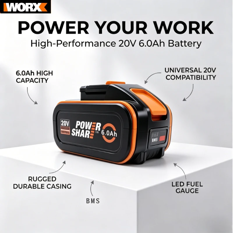 100% Worx 6.0Ah power tool battery Power Share WA3551 WA3553 Compatible with WU279 WU377 WU800 WX372 Cordless Power Tools
100% Worx 6.0Ah power tool battery Power Share WA3551 WA3553 Compatible with WU279 WU377 WU800 WX372 Cordless Power Tools