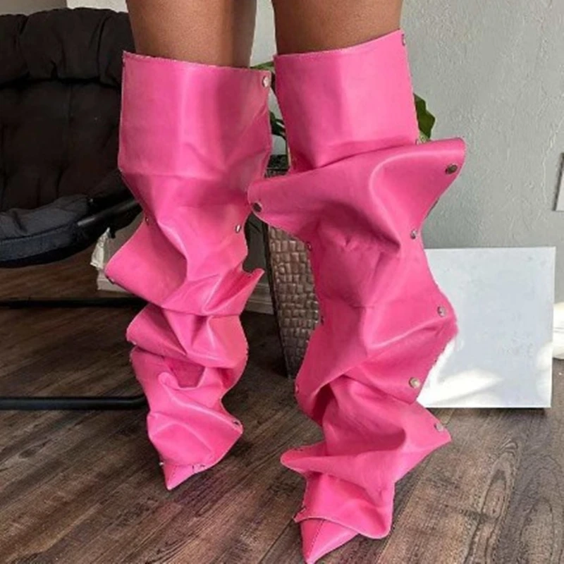 2024 Autumn Women's Pointed Pleated Denim Boots Metal Decorative High Heels Brown Knee Length Sexy Luxury Banquet Zipper Boots
2024 Autumn Women's Pointed Pleated Denim Boots Metal Decorative High Heels Brown Knee Length Sexy Luxury Banquet Zipper Boots