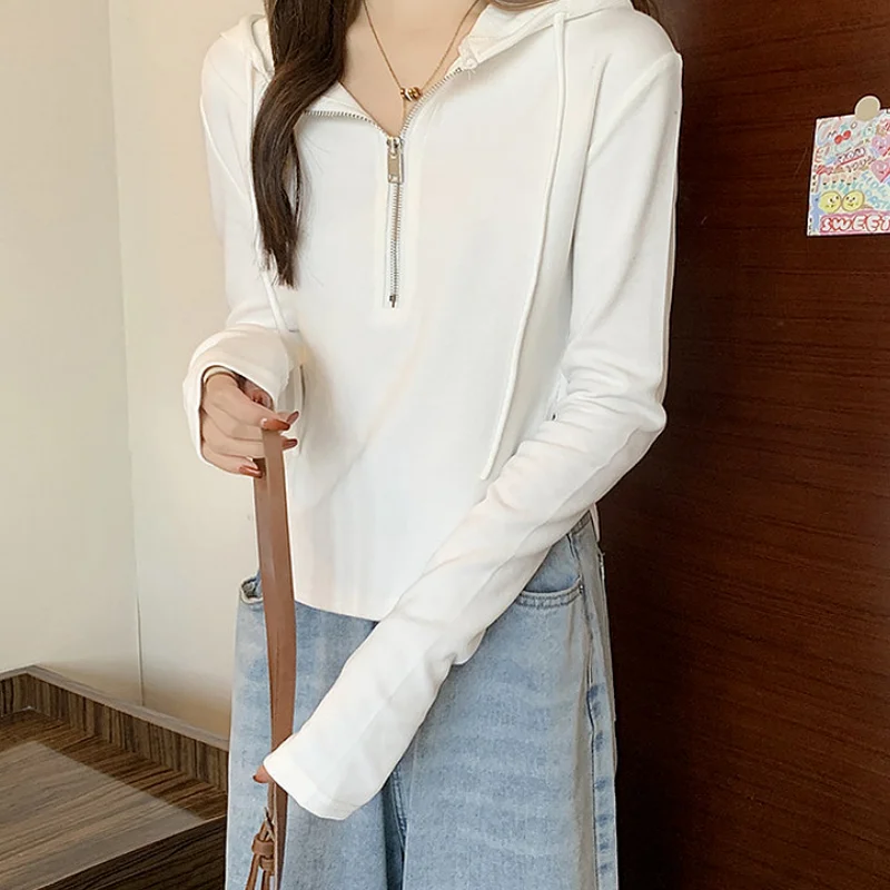 Autumn Women's Clothing Korean Fashion Baggy Solid Color Pullover Sweatshirt Zipper Hooded Raglan Sleeves Long Sleeves Pullover
Autumn Women's Clothing Korean Fashion Baggy Solid Color Pullover Sweatshirt Zipper Hooded Raglan Sleeves Long Sleeves Pullover